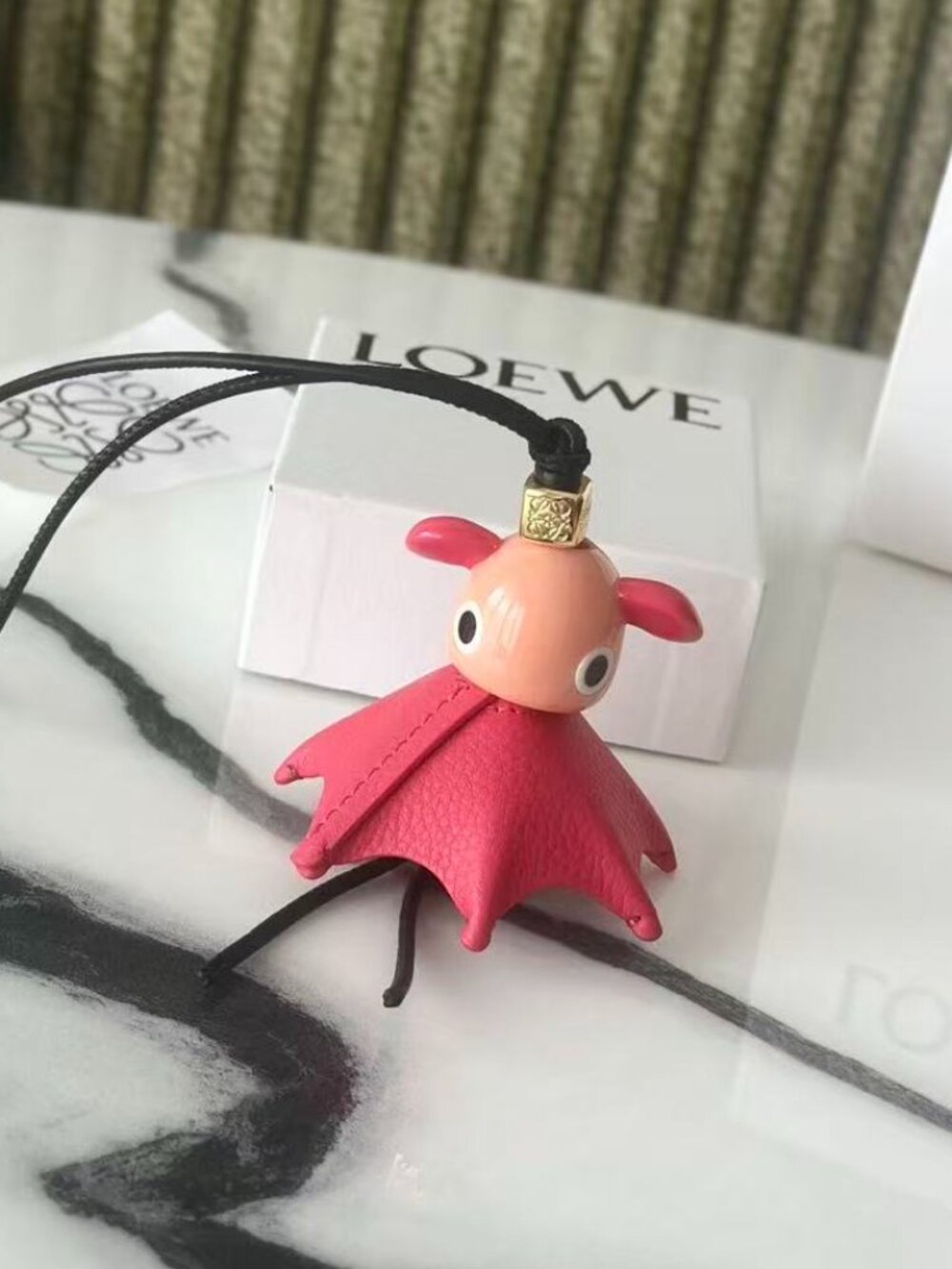 Loewe Pink‑Red Mushroom‑Spirit Bag Charm